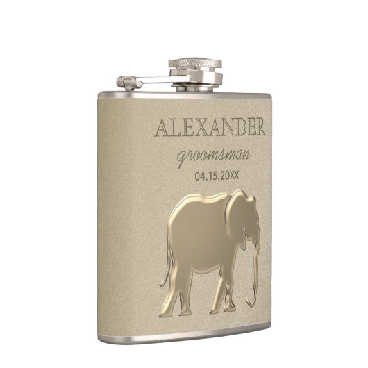 Klassiek Monogram Gouden Bruidsjonkers Heupfles (Rechts)