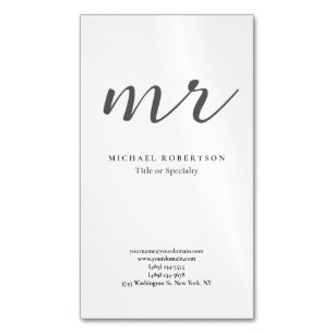 Klassiek Monogram Grijs Wit Minimalistisch Eenvoud Magnetisch Visitekaartje