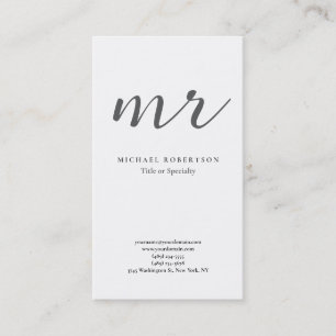 Klassiek Monogram Grijs Wit Minimalistisch Eenvoud Visitekaartje