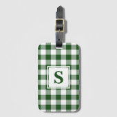 Klassiek Monogram Groen Wit Buffalo Check Patroon Bagagelabel (Voorkant (verticaal))