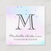 Klassiek Monogram | Holografisch Mozaïek Geometris Vierkante Visitekaartje (Voorkant)