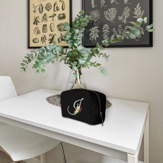 Klassiek monogram initiaal rode bloem moeder cadea toilettasje