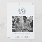 Klassiek monogram  kam zwart-wit save the date (Voorkant)