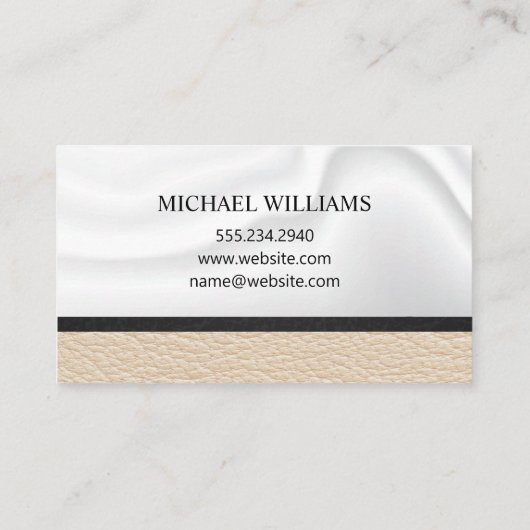 Klassiek monogram | lederen zijden draperie visitekaartje (Achterkant)