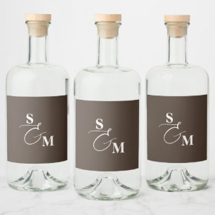 Klassiek Monogram Moderne Ampersand Bruiloft Likeurfles Etiket