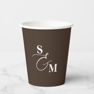 Klassiek Monogram Moderne Ampersand Trouw Papieren Bekers