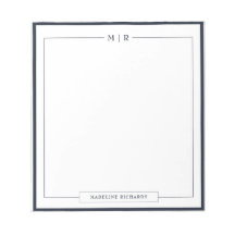 Klassiek Monogram Navy Blauwe Rand Briefpapier