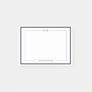 Klassiek Monogram Navy Blauwe Rand Briefpapier Post-it® Notes