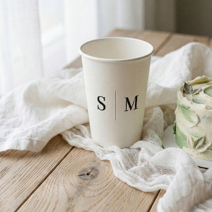 Klassiek Monogram Off Wit Papieren Bekers