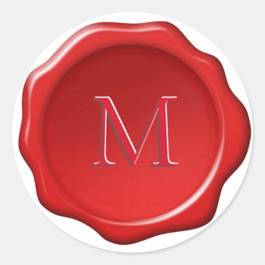 Klassiek Monogram op Rode Wax Seal Sticker (Voorkant)