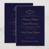 KLASSIEK MONOGRAM & ROMANTISCHE KALLIGRAFIE BRUILO KAART (Voorkant / Achterkant)