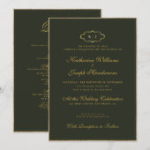 KLASSIEK MONOGRAM & ROMANTISCHE KALLIGRAFIE BRUILO KAART (Voorkant / Achterkant)