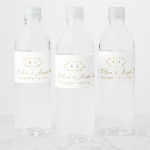 KLASSIEK MONOGRAM & ROMANTISCHE KALLIGRAFIE BRUILO WATERFLES ETIKET
