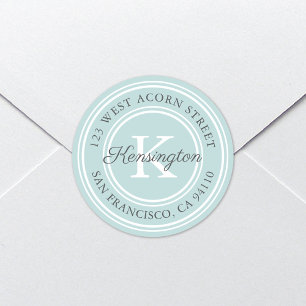  Klassiek monogram   Rond adres Ronde Sticker