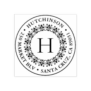 Klassiek Monogram Ronde familienaam Retouradres Rubberstempel
