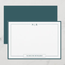 Klassiek Monogram Rook Groene Rand Stationery