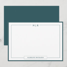 Klassiek Monogram Rook Groene Rand Stationery Notitiekaartje