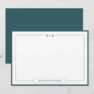 Klassiek Monogram Rook Groene Rand Stationery Notitiekaartje