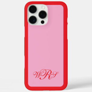Klassiek monogram roze rood iPhone 16 pro max hoesje