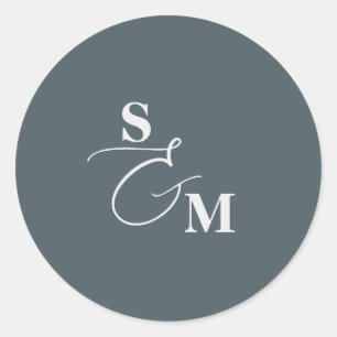 Klassiek Monogram Schrift Ampersand Huwelijk Ronde Sticker