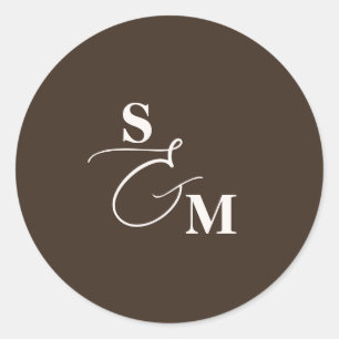 Klassiek Monogram Schrift Et-teken Trouw Ronde Sticker
