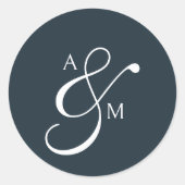Klassiek Monogram Script Ampersand Wedding Cl Ronde Sticker (Voorkant)