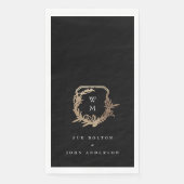 Klassiek monogram Zwart Wit Goud Motief Kam Servet (Voorkant)