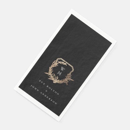 Klassiek monogram Zwart Wit Goud Motief Kam Servet (Hoek)