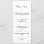 Klassiek Monogram Zwart-wit Script bruiloft Menu (Voorkant)