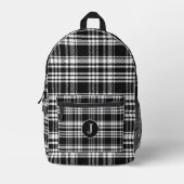 Klassiek Monogrammed Zwart-wit Plaid Bedrukte Rugzak (Voorkant)