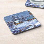 Klassiek, mooi kerstcadeautje afbeelding bier onderzetter (Linkerzijde)