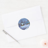 Klassiek, mooi kerstcadeautje afbeelding ronde sticker (Envelop)