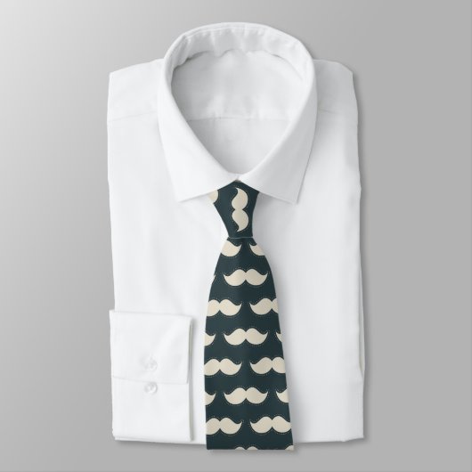 Klassiek Mustache Pattern op Black Stropdas (Gebonden)