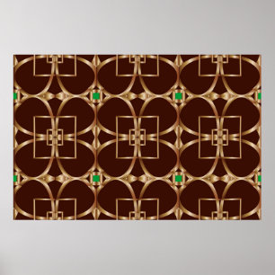 Klassiek naadloos geometrisch patroon op een bruin poster