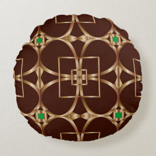 Klassiek naadloos geometrisch patroon op een bruin rond kussen