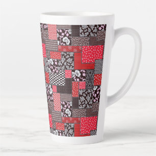 Klassiek Naadloos Patchwork Patroon Latte Mok