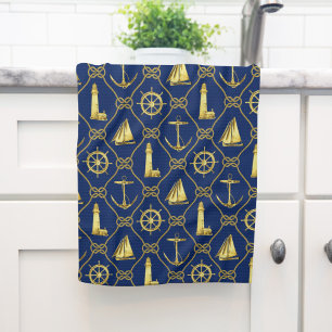 Klassiek Nautical Gold Blue Theedoek