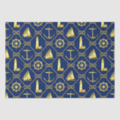Klassiek Nautical Gold Blue Tissuepapier (Voorkant)