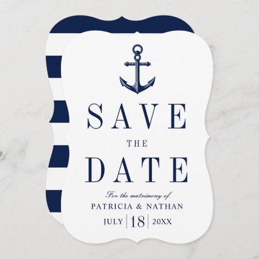 Klassiek nautisch anker Sla de datum op Save The Date (Voorkant / Achterkant)