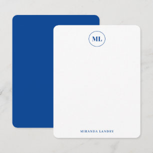Klassiek Navy Blauw Cirkel Monogram Eerste Letters Notitiekaartje