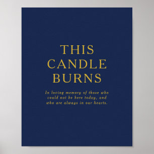 Klassiek Navy Blauw Goud Deze Kaars Brand Weddin Poster