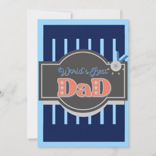 Klassiek Navy Blauw Grijs Beste Papa van de Wereld Feestdagenkaart