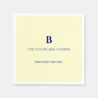 Klassiek Navy Blauw Script Monogram Servet