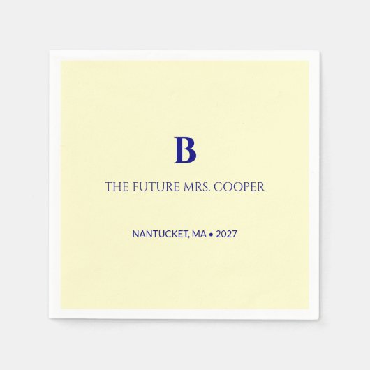 Klassiek Navy Blauw Script Monogram Servet (Voorkant)