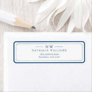 Klassiek Navy Blauw Twee Rand Monogram Voering Etiket