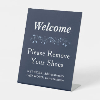 Klassiek Navy Blauwe Boerderij Schoenen Uit WiFi Reclamebord Met Voetstuk