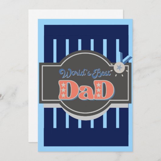 Klassiek Navy Blauwe Grijze Werelds Beste Papa Feestdagenkaart (Voorkant / Achterkant)