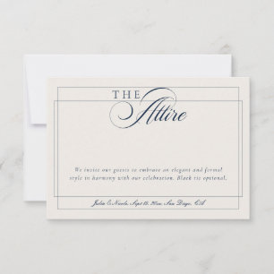 Klassiek Navy Blauwe Ivoor Calligrafie Formele Kle Kaart