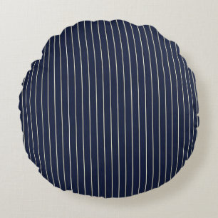 Klassiek Navy Blauwe Ivoren Pinstrepen Rond Kussen