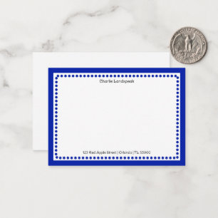 Klassiek Navy Blauwe Rand & Gestippelde Monogram Notitiekaartje
